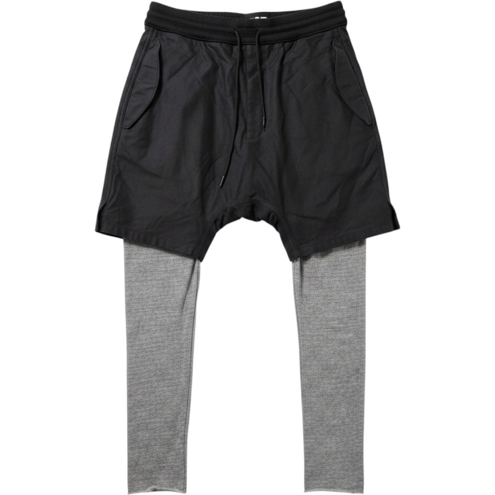 NLST F/W15 Layered Drop Crotch Pants Medium Black Gray Streetwear Avant-Garde